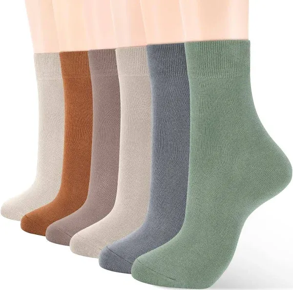 ATBITER Women's Thin Cotton Socks,Soft Cotton Bootie Socks Women Above Ankle Crew Socks (6-Pairs With Present Box)