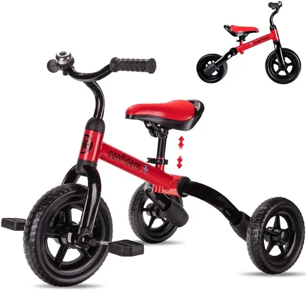 YGJT 3 in 1 Tricycle for Toddlers Age 2-5 Years Old, Folding Kids Balance Bike with Adjustable Seat and Removable Pedal, Toddler Bike Ride-On Toys for