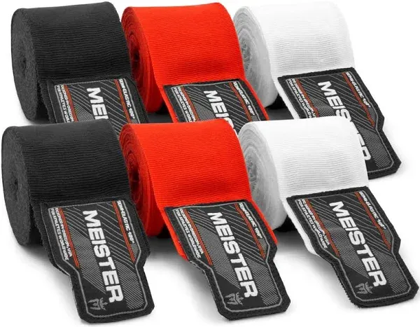 Meister Adult 180" Hand Wraps for MMA & Boxing - 3 Pairs Pack