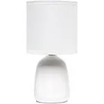 Simple Designs 10.04" Tall Traditional Ceramic Thimble Base Bedside Table Desk Lamp with Matching Fabric Shade - Off White