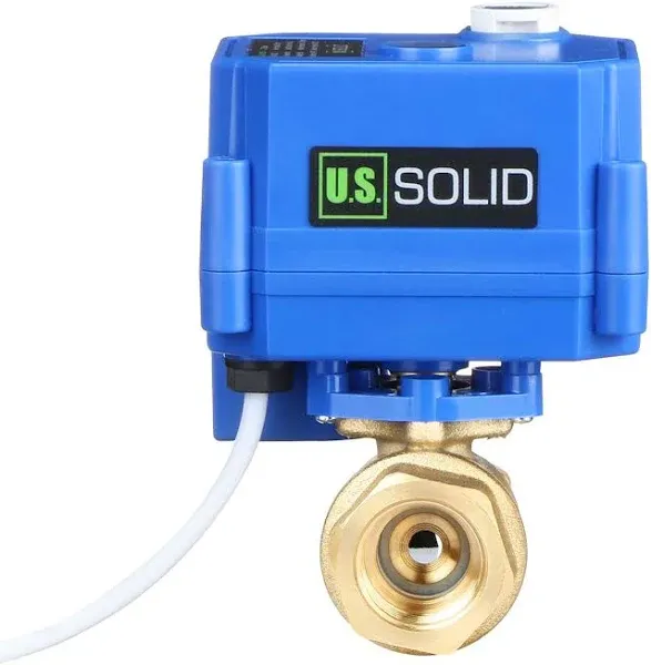 Motorized Ball Valve- 1/2" Brass Ball Valve with Manual Function, Full Port, 9-24V AC/DC and 2 Wire Auto Return Setup by U.S. Solid