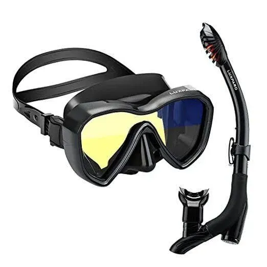 Snorkel Set, Anti-Fog Panoramic View Snorkel Mask and Anti-Leak Dry Snorkel T...