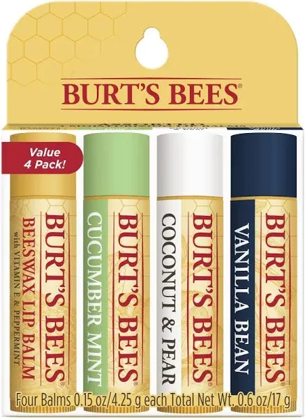 Burt's Bees Moisturizing Lip Balm Value 4 Pack