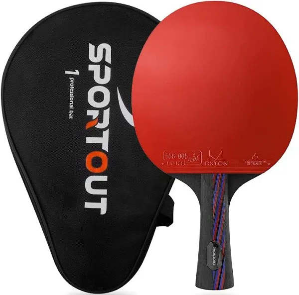 Sportout Ping Pong Paddle, Professional Table Tennis Racket with Case, Table Tennis Paddles for Advanced Training and Tournament