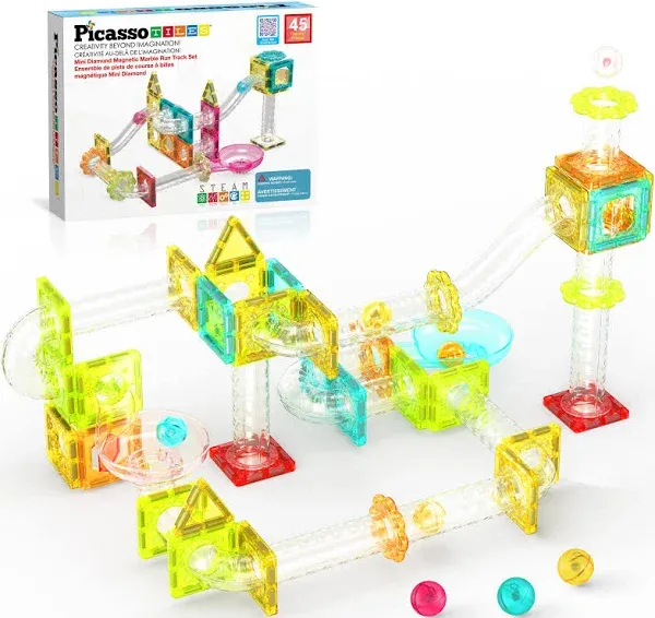 PicassoTiles 45pc Magnet Tiles Building Block Travel Size