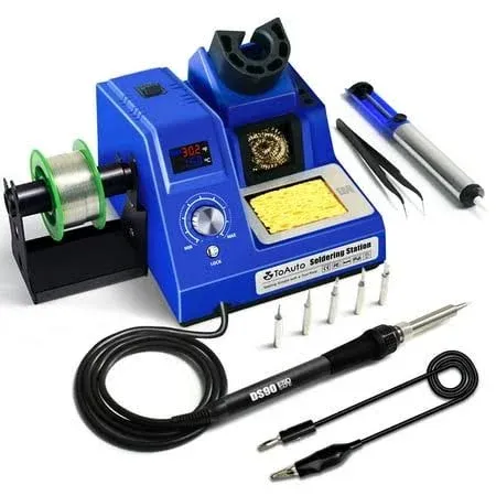 TOAUTO Soldering Station,80W Digital Solder Iron Station Kit with 176°F-896°F Temperature, C/F Func, Auto Standby & Sleep, Temperature Lock,5 Extra Solder Tips, Solder Bracket, Solder Sucker (Orange)