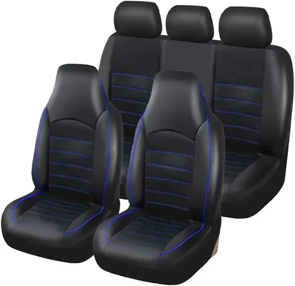 Classic Universal PU Leather Car Seat Covers Full Set Fit Most Cars Trucks SUVS 