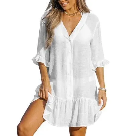 Cupshe Women's Ruffled Cover-Up Dress