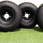 (Set of 4) Matte Black Wheels with 18x9.50-8 4 Ply Turf Tires for Golf and Lawn and Garden Equipment