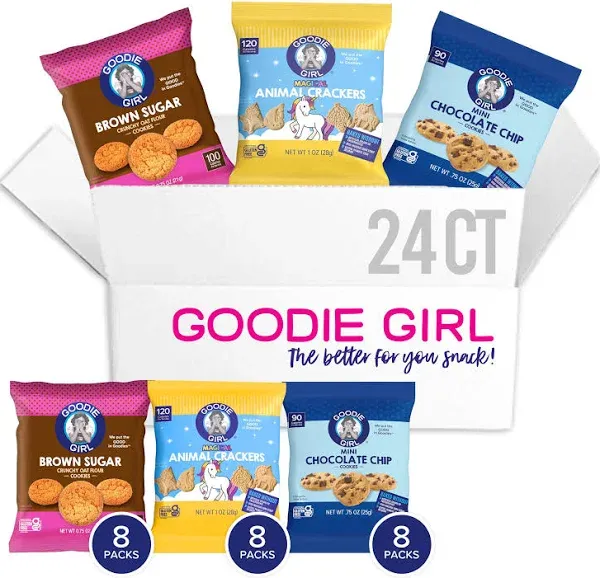 Goodie Girl Snack Pack Variety Pack, Magical Animal Crackers, Mini Chocolate Chip & Brown Sugar | Gluten Free, Peanut Free (Pack of 24)