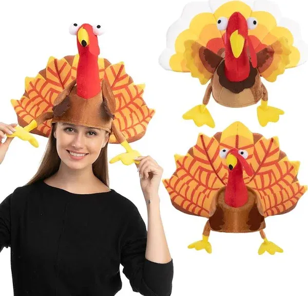 JOYIN 2 PCS Thanksgiving Turkey Sitting Hats Silly for Thanksgiving Night Event, Dress-up Party, Thanksgiving Decoration, Role Play, Carnival, Cosplay, Costume Accessories, Thanksgiving Accessories