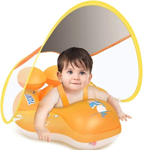 LAYCOL Baby Pool Float with Upf50+ Sun Protection Canopy,add Tail Never Flip Over Inflatable Baby Float,Toddler for Age of 3-36 Months