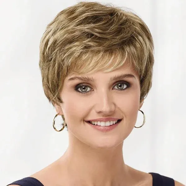 Paula Young Casey WhisperLite Wig Short, Ultra-Chic Pixie Wig with Neat, Straight Layers/Multi-tonal Shades of Blonde, Silver, Brown, and Red