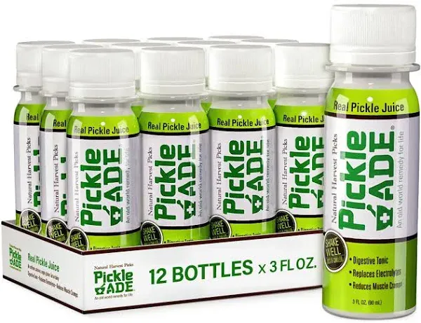 PickleAde Real Pickle Juice Shots with Turmeric, 3oz (12 Pack) | Electrolyte ...