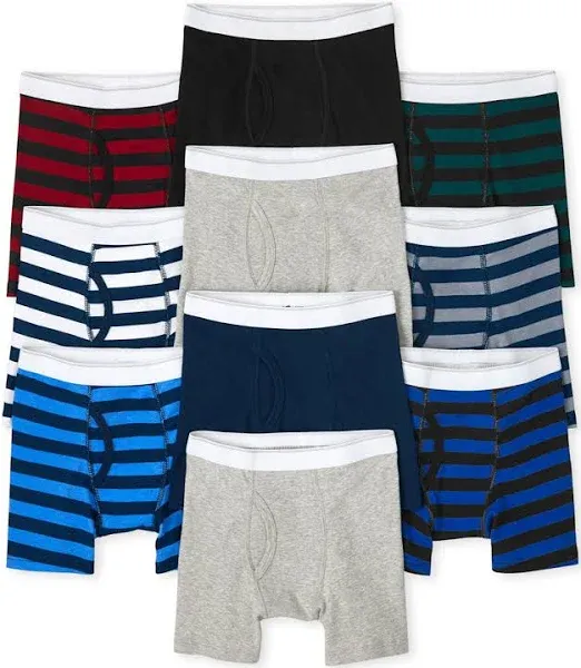 The Children's Place Boys' Cotton Boxer Briefs Underwear Variety 10-Pack