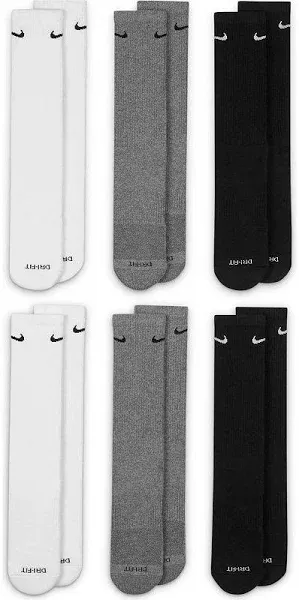 Nike Everyday Plus Cushioned Crew 6 Pack Socks - White M