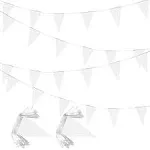 LyButty 100 Feet White Pennant Banners Flags String Hanging Triangle Bunting Flags Party Decorations for Grand Opening Kids Birt