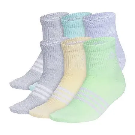 ADIDAS Girl’s  SUPERLITE PERFORMANCE SOCKS (6-PACK):NWT CORAL/MULTI  Size 2Y-5Y