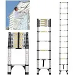 JADDUO Telescoping Ladder 16.5 ft Extension Ladder Aluminum Lightweight Telescopic Ladder with 2 Triangle Stabilizers Telescoping Attic Ladder RV