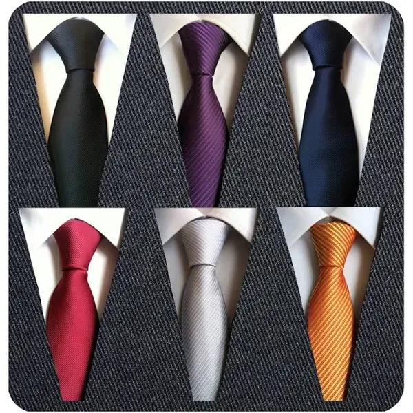 Men&#x27;s Necktie Classic Silk Tie Woven Jacquard Neck Ties 6 PCS