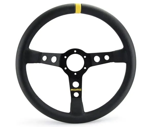 MOMO R1905/35S MOD. 07 Racing Steering Wheel 350mm Black Suede Brushed Anodized