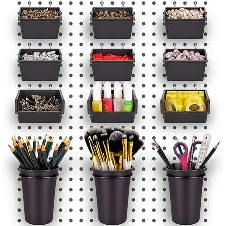 12 Pack Pegboard Bins with Hooks & Loops