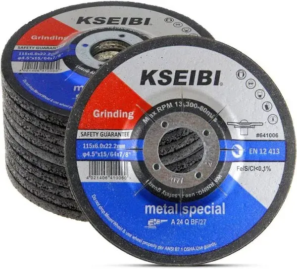 KSEIBI 651006 Grinding Wheels 10-Pack, Aluminum Oxide Discs for Metal &amp; Stainles