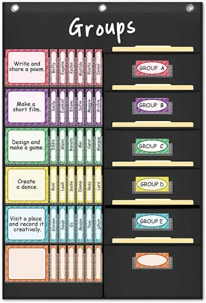 Eamay Small Group Management Pocket Chart with 84 Cards to Keep Small Groups Organized and On Task