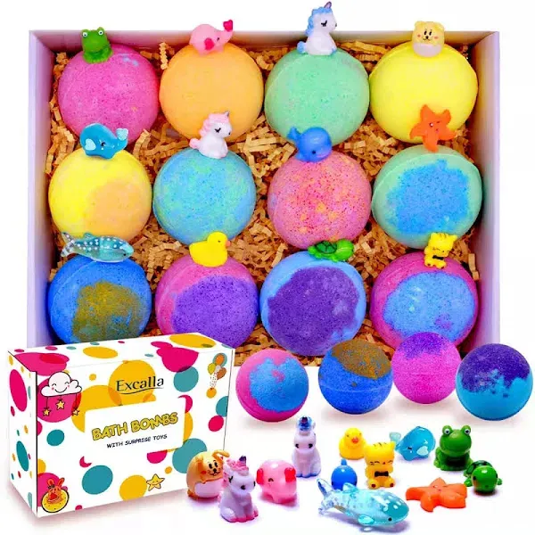 Excalla Kids Bath Bombs with Surprise Toys Inside