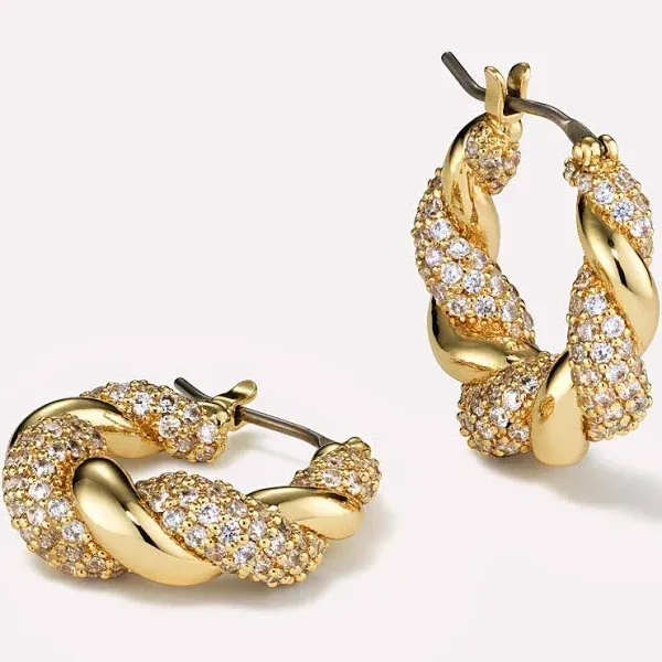 Ana Luisa Jewelry Twisted Paris Pave Hoop Earrings