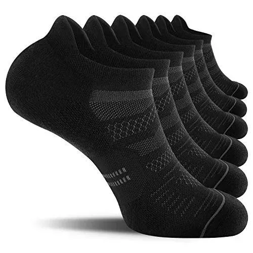 CS CELERSPORT 6 Pack Men's Running Ankle Socks with Cushion, Low Cut Athletic Tab Socks