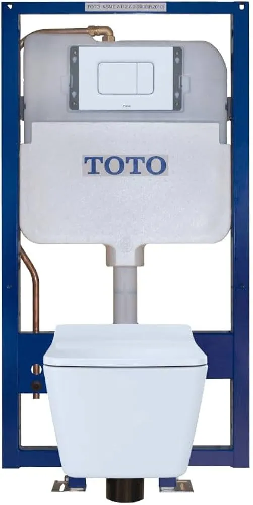 TOTO CWT449249CMFG SP WALL-HUNG SQUARE-SHAPE TOILET/DUOFIT IN-WALL 1.28/0.9 WITH CEFIONTECT GPF DUAL-FLUSH TANK SYSTEM WITH COPPER SUPPLY