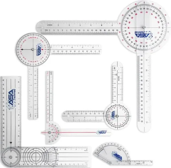 6 Pcs 360° 12, 8 and 6 Inch Spinal Goniometer Angle Protractor Angle Ruler