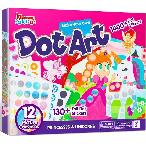 Klever Kits Dot Art Activity - No Mess Sticker Art for Kids Crafts Supplies B...