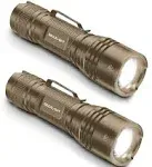 TAC LED Flashlight Pack - 2 Super Bright, Compact Tactical Flashlights with High