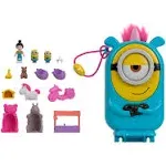 Polly Pocket Playset, 1 Doll,2 Minions and Fluffy The Unicorn Toy, Minions Compact with 9 Accessories