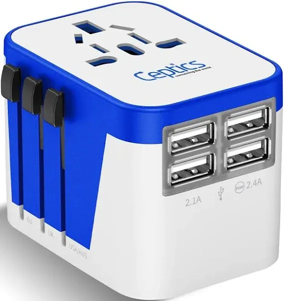 Ceptics All-In-One International Travel Adapter Plug - 4 USB Ports (UP-9KU)