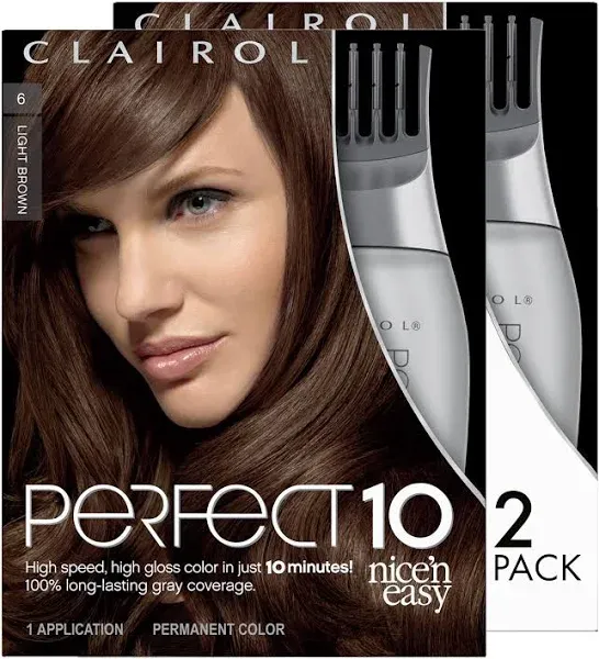 Clairol Nice N&#039; Easy Perfect 10 Hair Color 6 LIGHT BROWN NEW OLD STOCK RARE HTF