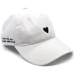 Hat, Embroidered Brushed Cotton Women’s Baseball Hat Unisex Fit, Heart White