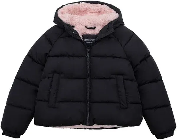 Rokka& Rolla Girls' Heavyweight Sherpa Lined Puffer Jacket