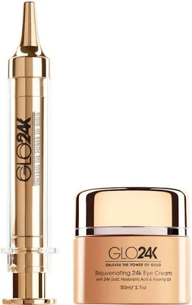 GLO24K Complete Eye Care Set with our 24k Instant Facelift Cream, Eye Cream, and Eye Serum