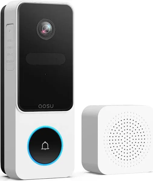 AOSU Doorbell Camera Wireless Head-to-Toe View Intelligent Package Detection