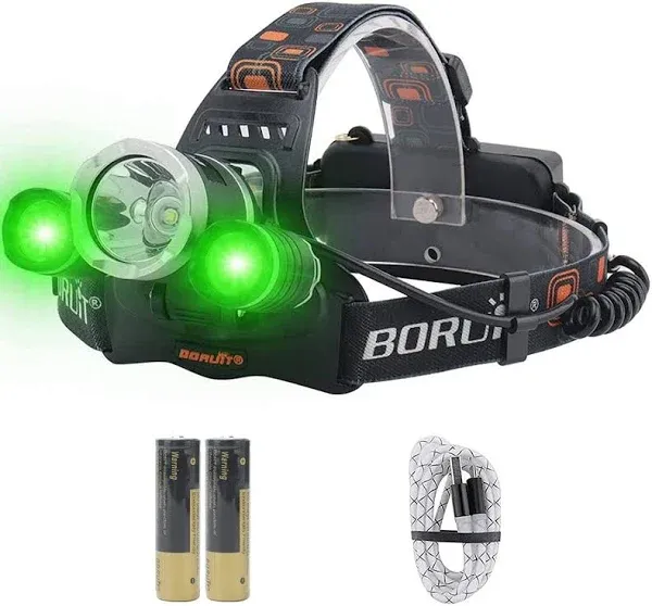 BORUIT RJ-3000 Rechargeabe LED Headlamp 5000 Lumens with Black Light, 3 Modes Super Bright USB Head Lamp IPX4 Waterproof Headlight for Adults USB Outdoor Fishing Camping