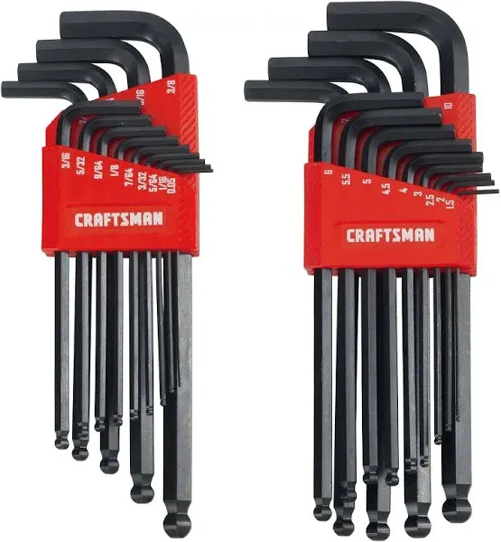 Craftsman Metric and SAE Long and Short Arm Ball End Hex Key Set 26 pc