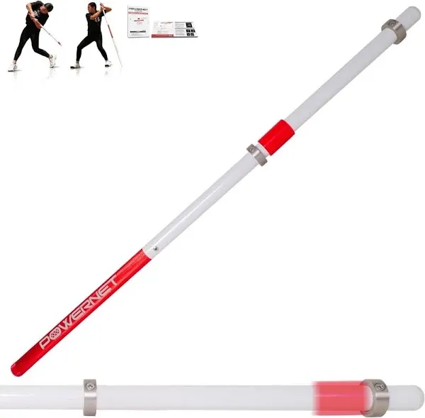 PowerNet Combo PVC/Click Stick Baseball Swing Trainer, Interchangeable Attachments Also for Softball, Training Bat for Creating Maximum Bat Speed at Contact