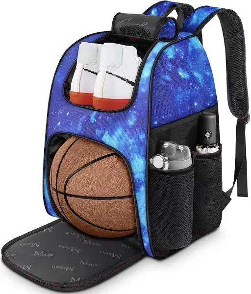 MATEIN Basketball Bag, Sturdy Soccer Bag with Ball Holder & Shoe Compartment, Large Basketball Backpack for Training Equipment, Water Resistant Sports Ball Bags Fits Volleyball Football, Colorful