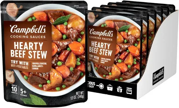 Campbell's Slow Cooker Sauces Beef Stew 12 oz. Pouch (Pack of 6)