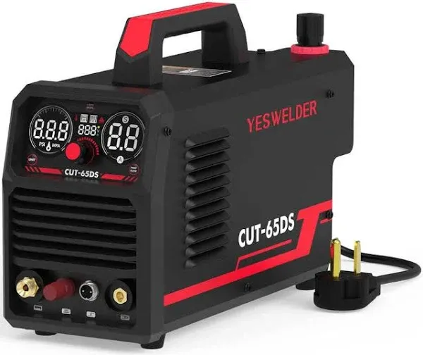 YESWELDER CUT-65DS 65A Non-Touch Pilot Arc Air Plasma Cutter Non High Frequency arc starting, Digital 110/220V Dual Voltage IGBT Inverter Plasma Cutting Machine, 5/8 Inch Clean Cut