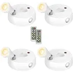 Olafus Spot Lights Indoor 4 Pack, Wireless Spotlight Battery Operated, Dimmable LED Accent Light with Remote, 4000K Neutral White Small Uplights Battery Mini Spotlights for Display Painting Closet