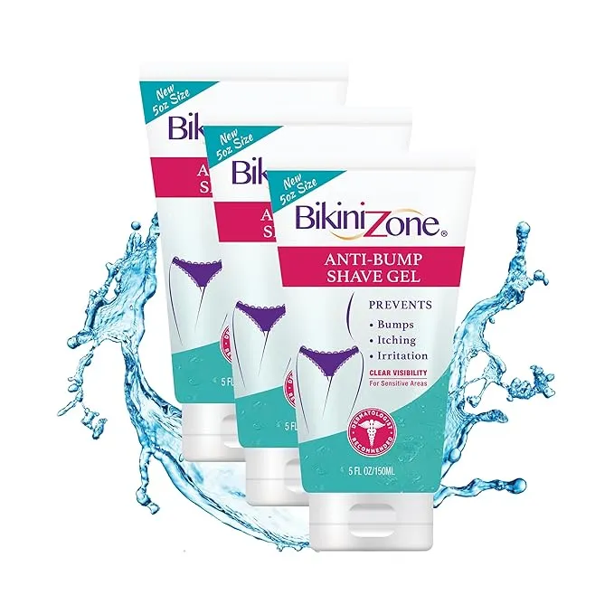 Bikini Zone Anti-Bump Shave Gel for a Smooth Bikini Line, 5 Oz, 3 Pack